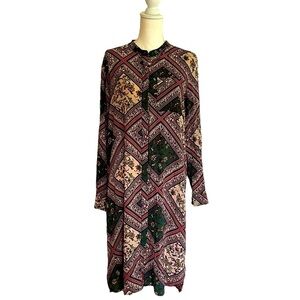 Lollys Laundry Button Front Geometric Print Tunic Dress Size XS
